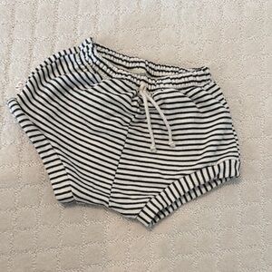 Striped Black & White Kids' Shorts with Drawstring